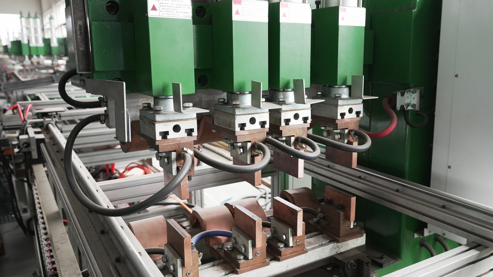Wire rack components being formed on the bending machine